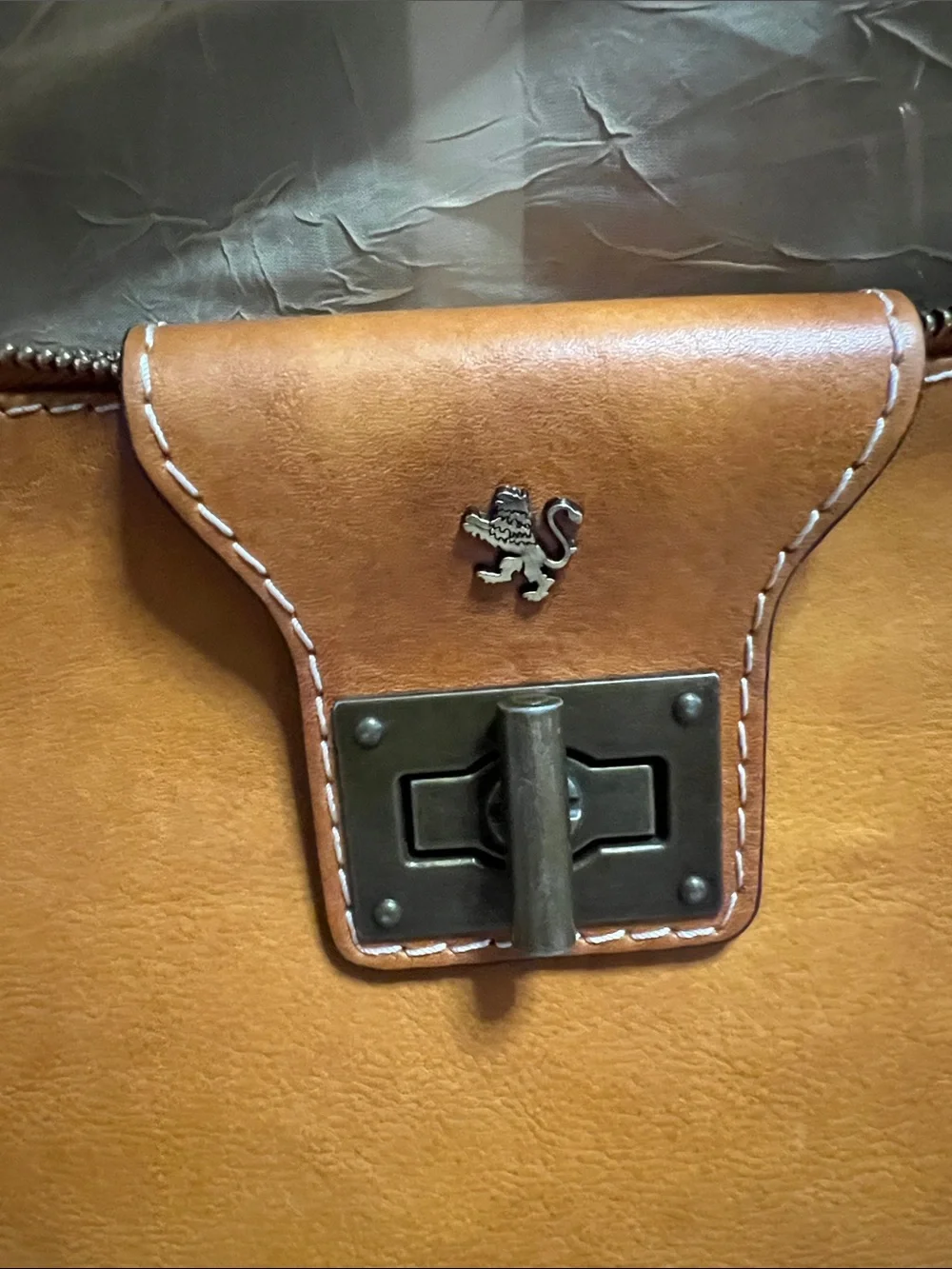 Vintage Pratesi Firenze Italian Leather Clutch Bag Cognac Brown